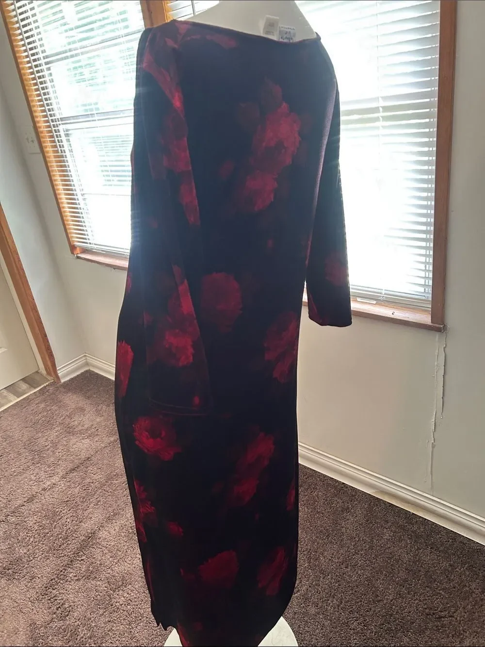 Talbots Kids Stretch Elegant Red Floral Midi Dress